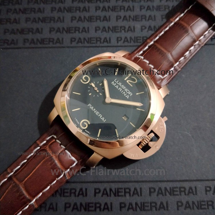 Panerai Luminor Marina Men Watch Rose Gold Black Face